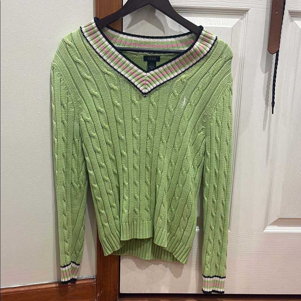 Vintage Izod Mint Green Cable Knit Sweater